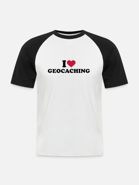 I love Geocaching - Men's Baseball T-Shirt - white/black