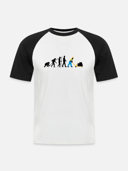 evolution_lagerist_hubwagen_09_201603_3c - Männer Baseball-T-Shirt - Weiß/Schwarz