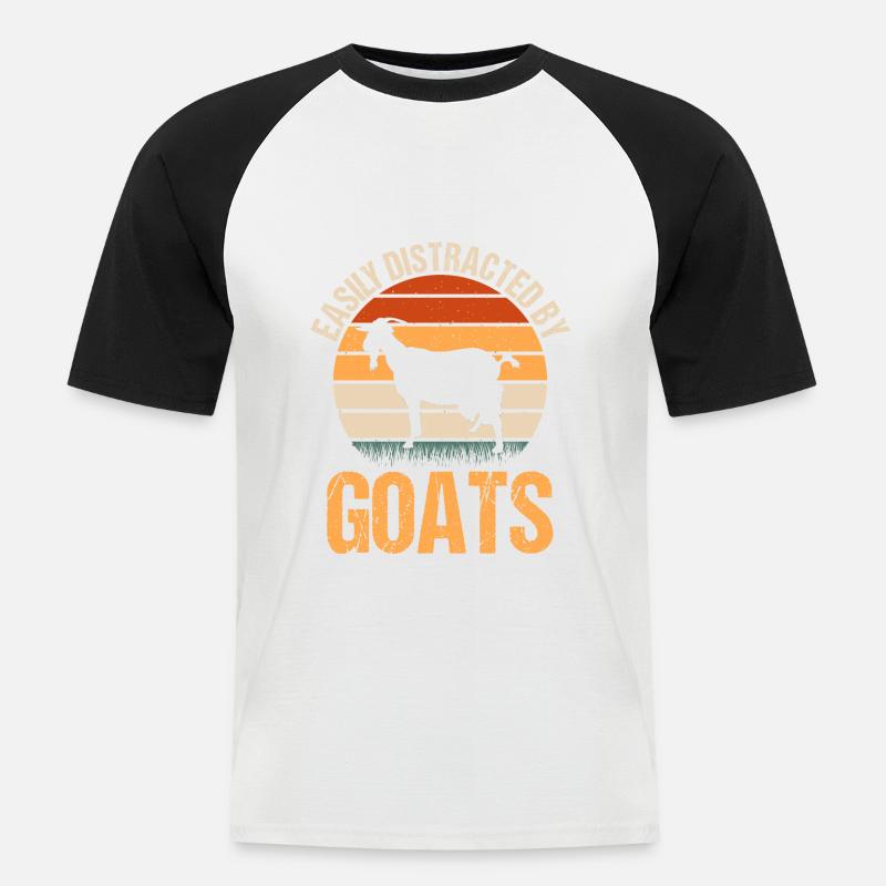 Easily Distracted By Goats - Männer Baseball-T-Shirt - Weiß/Schwarz