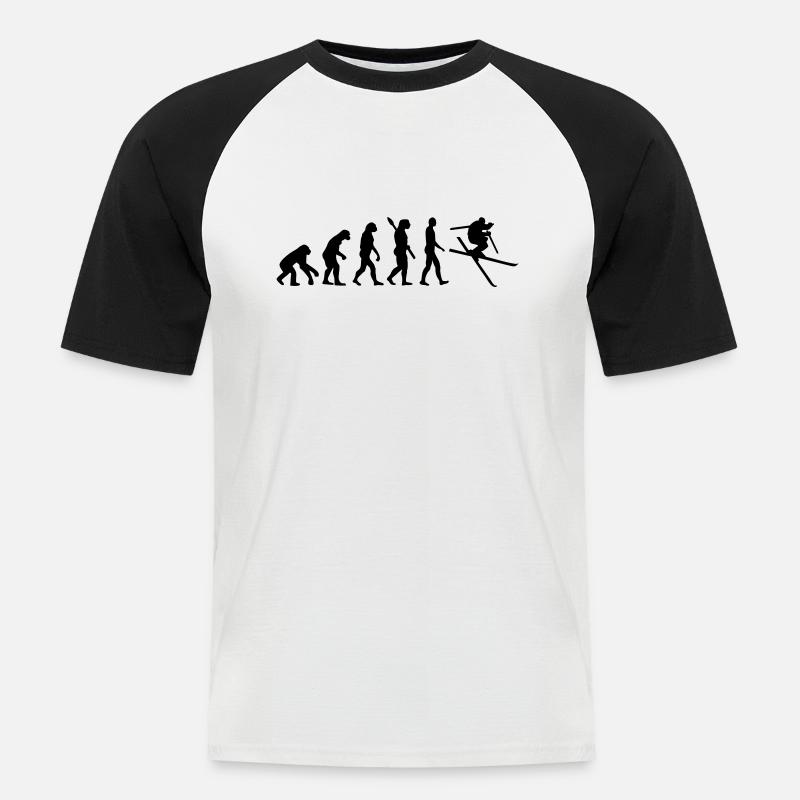 Evolution Ski - Männer Baseball-T-Shirt - Weiß/Schwarz