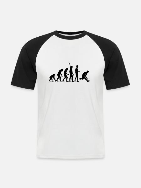 evolution_herren_hockey_2c - Men's Baseball T-Shirt - white/black