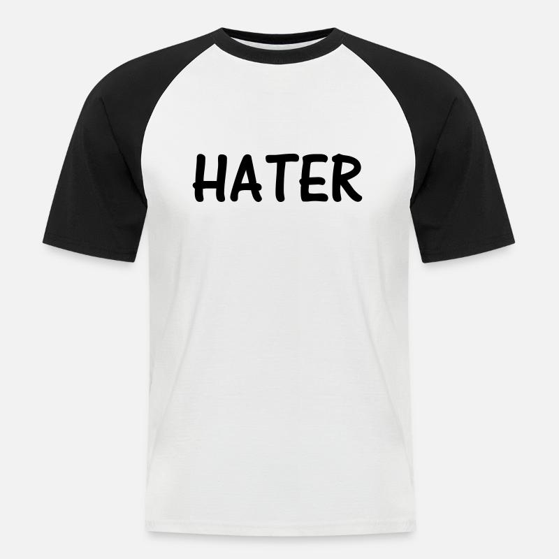 hater - Männer Baseball-T-Shirt - Weiß/Schwarz