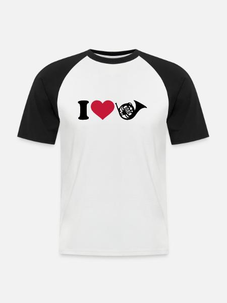 Waldhorn - Männer Baseball-T-Shirt - Weiß/Schwarz