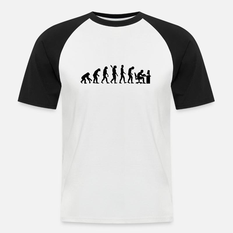 Evolution computer - Men's Baseball T-Shirt - white/black