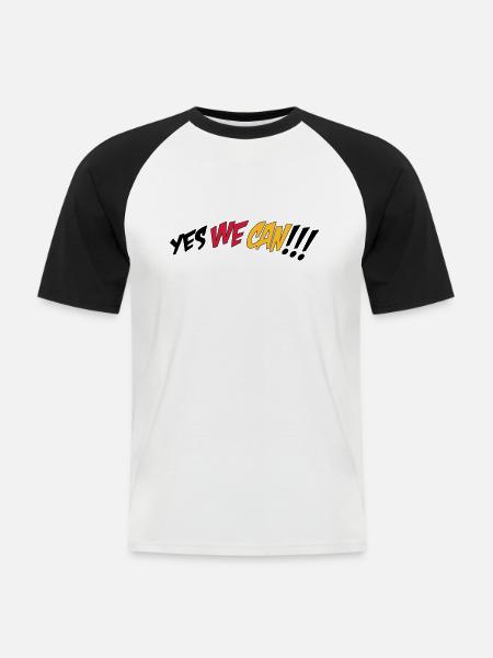 yes we can - Men's Baseball T-Shirt - white/black