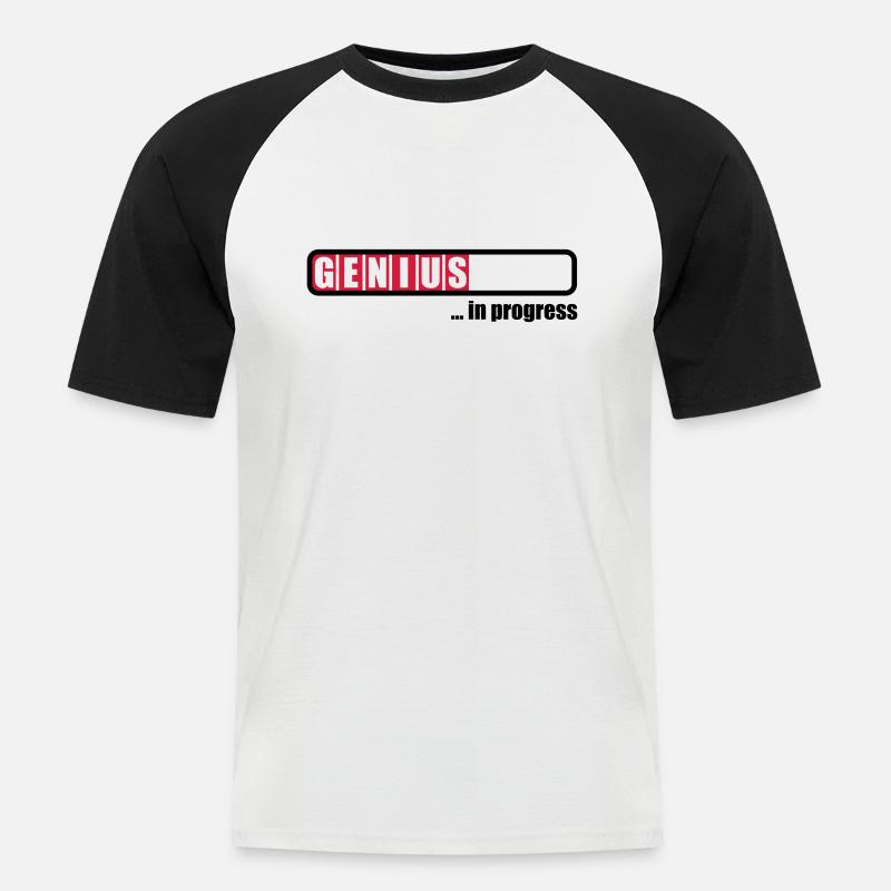 Genius in progress - Männer Baseball-T-Shirt - Weiß/Schwarz