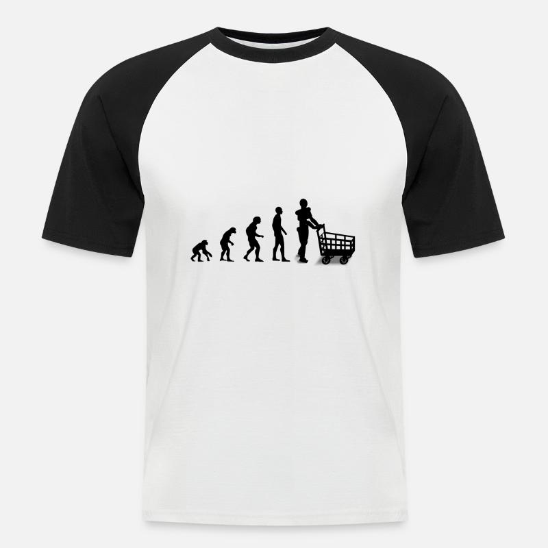 Evolution - Männer Baseball-T-Shirt - Weiß/Schwarz