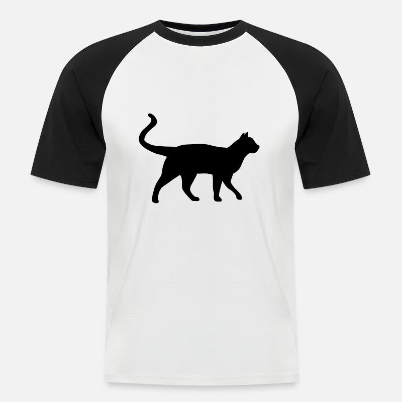 Katze - Männer Baseball-T-Shirt - Weiß/Schwarz