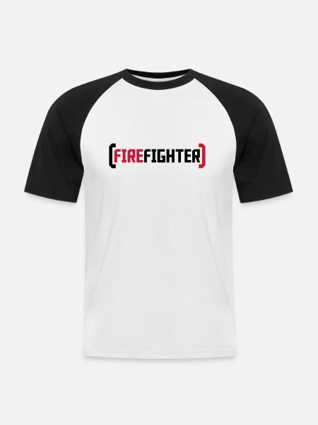 Firefighter Logo - Men's Baseball T-Shirt - white/black