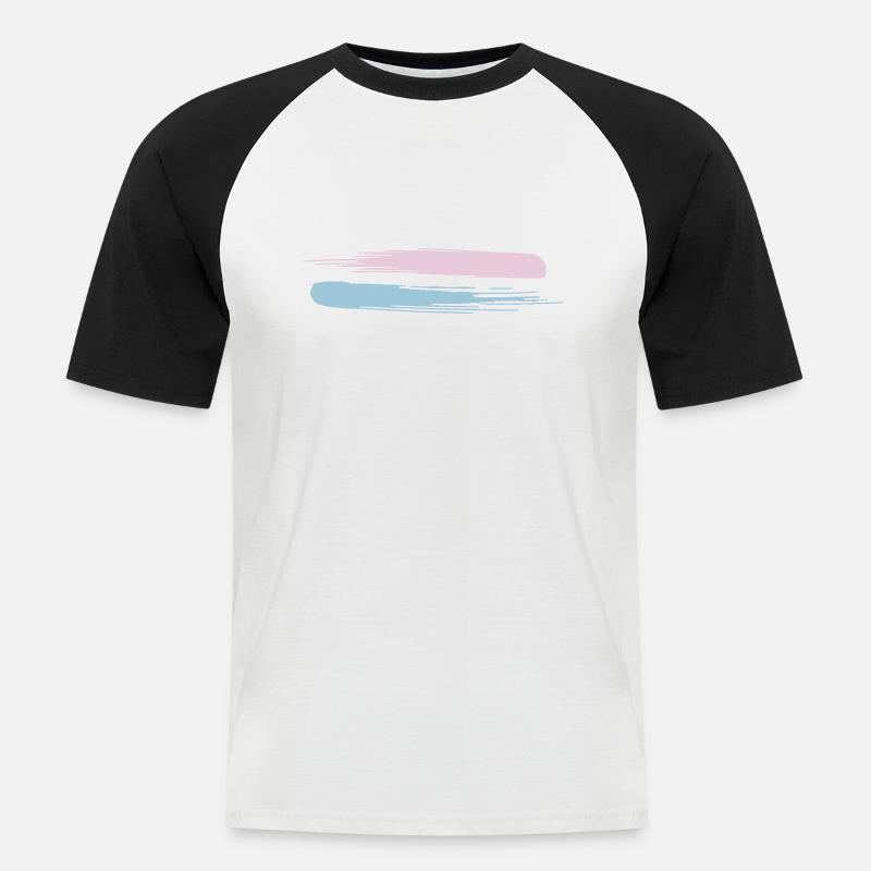 Striche Horizontal - Männer Baseball-T-Shirt - Weiß/Schwarz