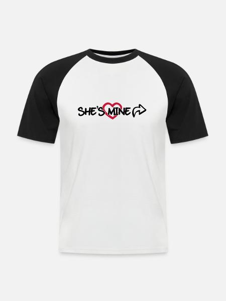 She's mine - Men's Baseball T-Shirt - white/black