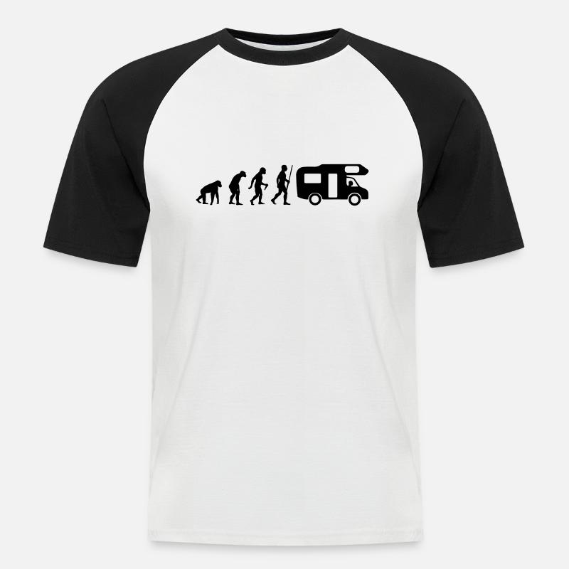 Camper Evolution - Männer Baseball-T-Shirt - Weiß/Schwarz