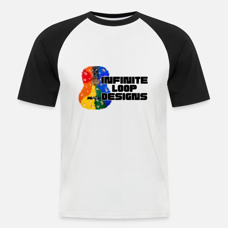 Infinite Loop Guitar Logo - Men's Baseball T-Shirt - white/black