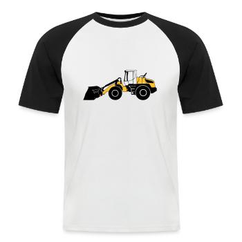 Radlader - Männer Baseball-T-Shirt - Weiß/Schwarz - Vorne - Nik (191cm)
