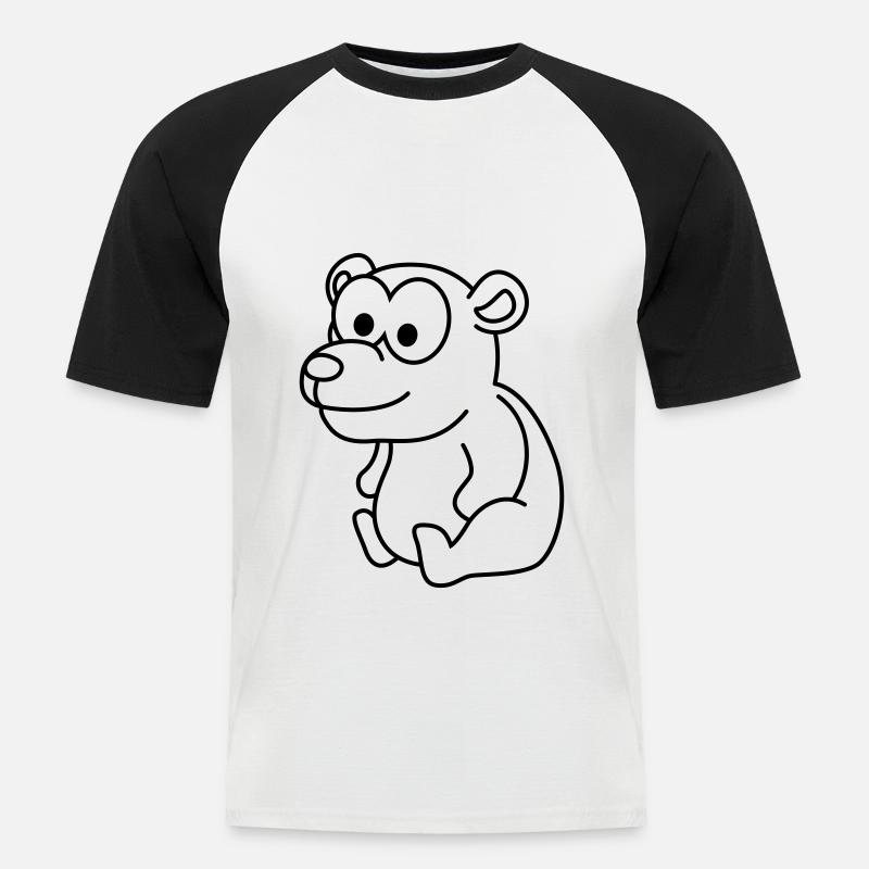 Bär Comic - Männer Baseball-T-Shirt - Weiß/Schwarz