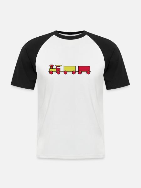 Spielzeug Zug Kind - Männer Baseball-T-Shirt - Weiß/Schwarz