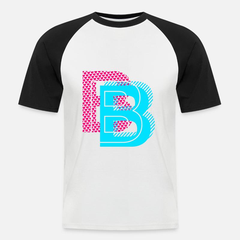 Anfangsbuchstabe B - Männer Baseball-T-Shirt - Weiß/Schwarz