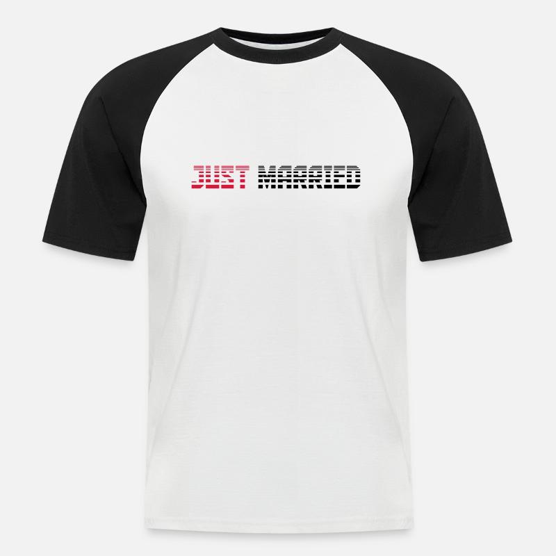 Just Married Text Logo Design - Männer Baseball-T-Shirt - Weiß/Schwarz