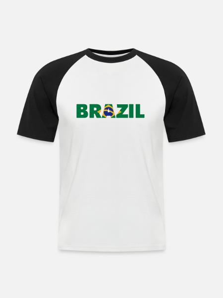 Brazil - T-shirt baseball manches courtes Homme - blanc/noir