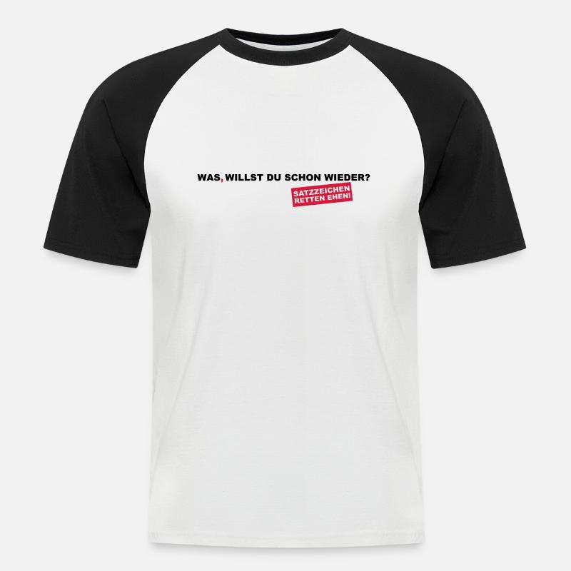 Satzzeichen retten Ehen! - Männer Baseball-T-Shirt - Weiß/Schwarz