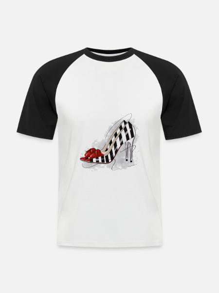 Talons hauts sexy - T-shirt baseball manches courtes Homme - blanc/noir