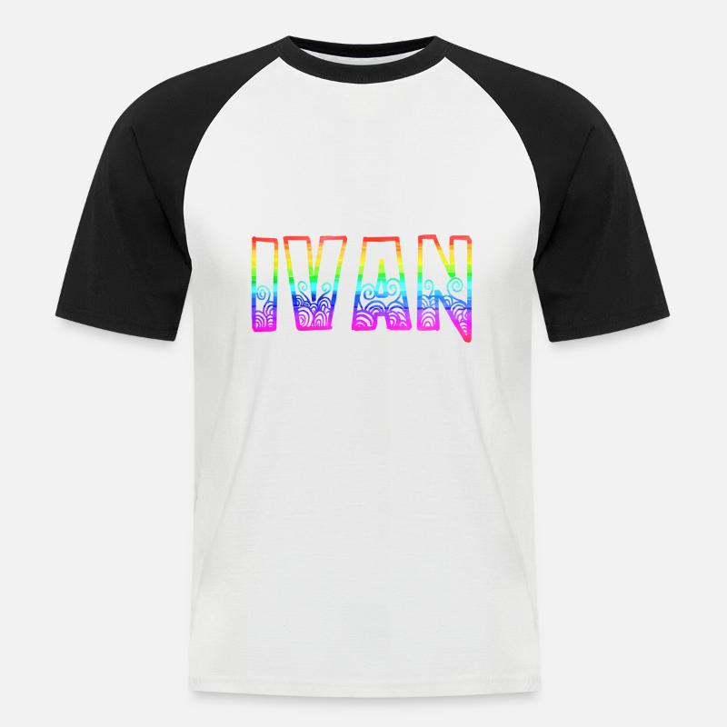 ivan rs regenbogen - Männer Baseball-T-Shirt - Weiß/Schwarz