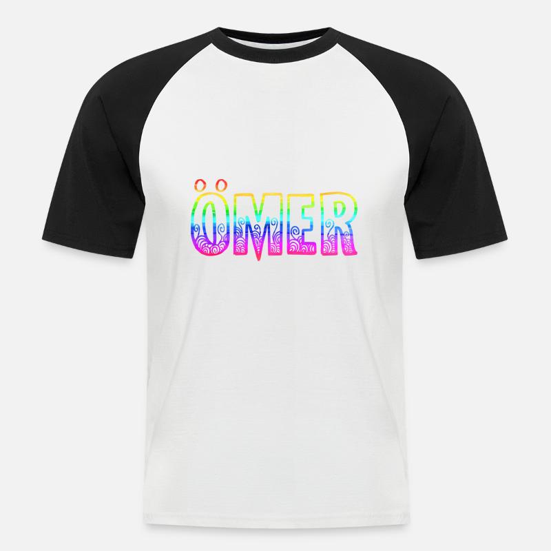 ömer rs regenbogen - Männer Baseball-T-Shirt - Weiß/Schwarz