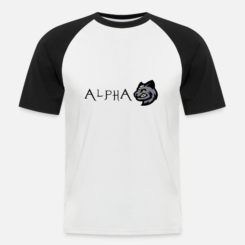 Wolf Wolf Alpha - Männer Baseball-T-Shirt - Weiß/Schwarz