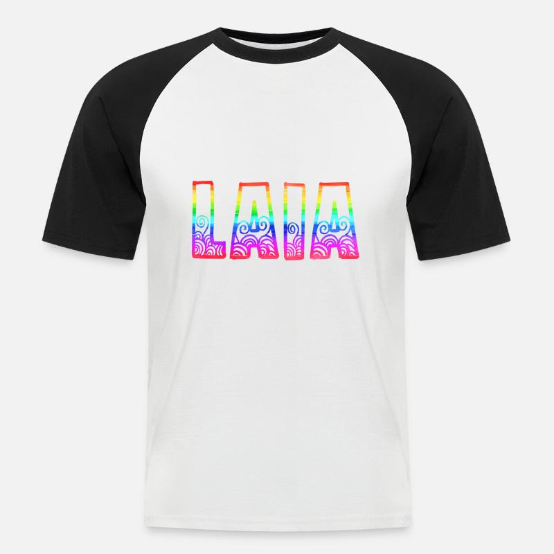 laia rs regenbogen - Männer Baseball-T-Shirt - Weiß/Schwarz