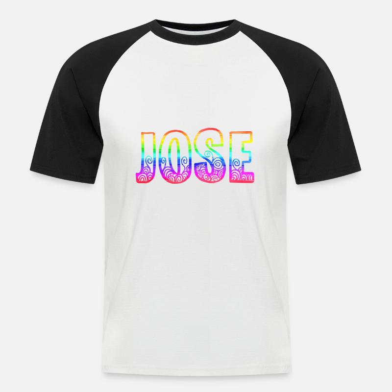 jose rs regenbogen - Männer Baseball-T-Shirt - Weiß/Schwarz