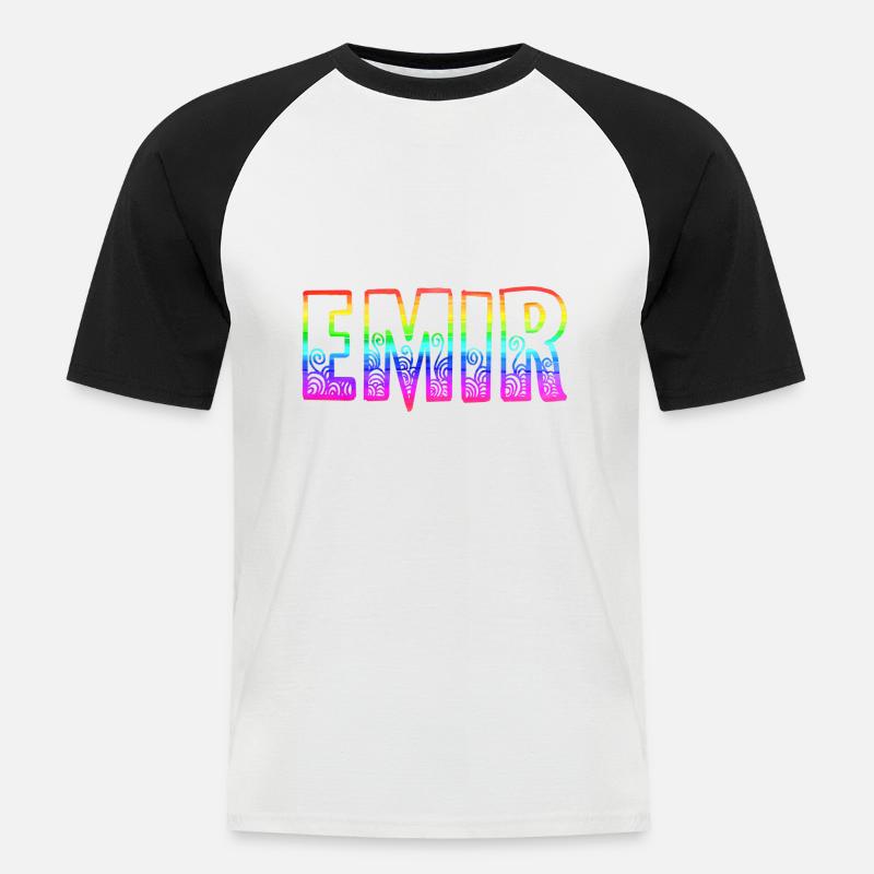emir rs regenbogen - Männer Baseball-T-Shirt - Weiß/Schwarz