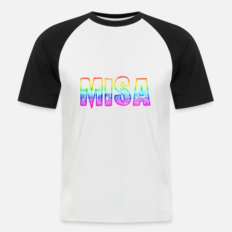 misa rs regenbogen - Männer Baseball-T-Shirt - Weiß/Schwarz