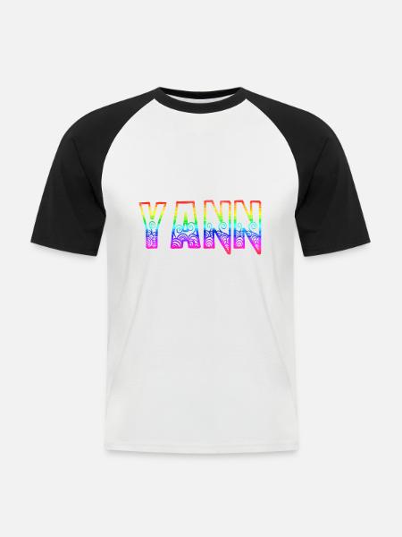 yann rs rainbow - Men's Baseball T-Shirt - white/black