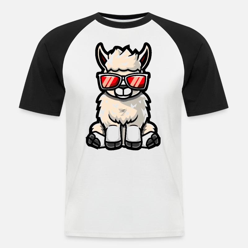 Alpaka Llama Cool Comic - Männer Baseball-T-Shirt - Weiß/Schwarz