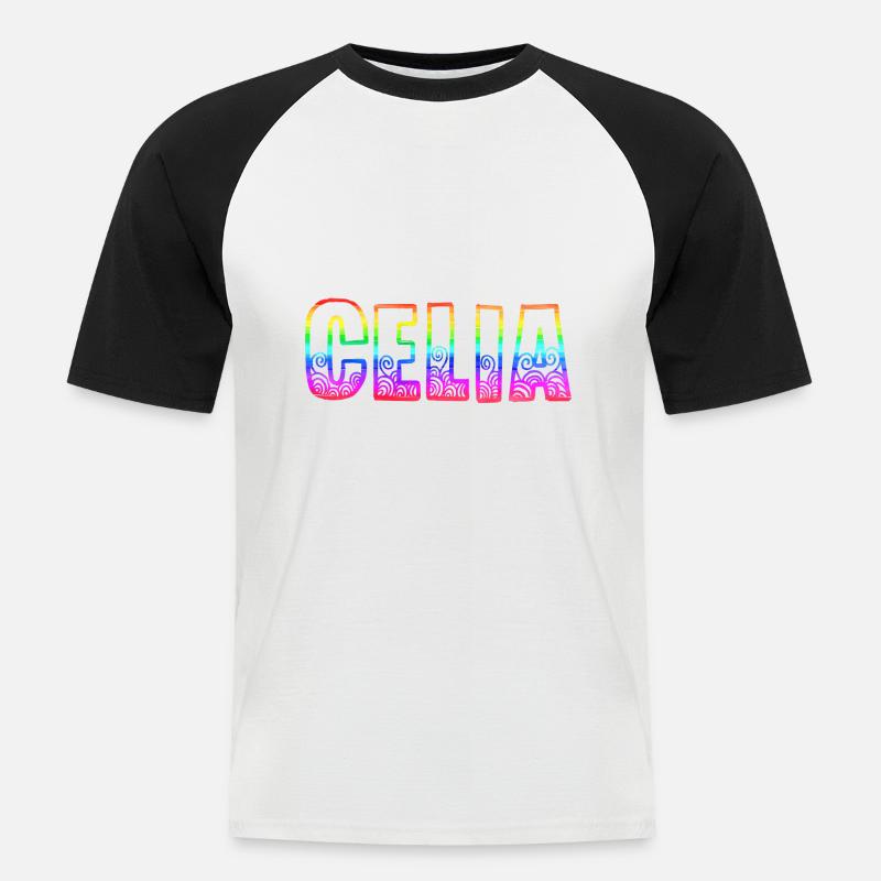 celia rs regenbogen - Männer Baseball-T-Shirt - Weiß/Schwarz