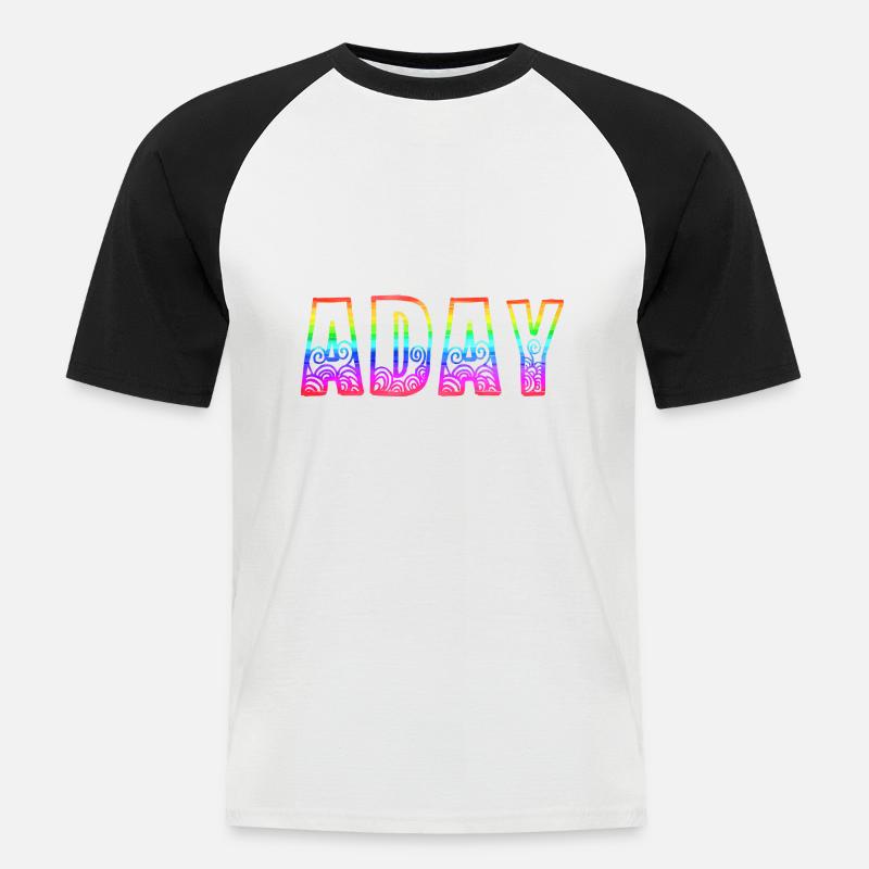 aday rs regenbogen - Männer Baseball-T-Shirt - Weiß/Schwarz