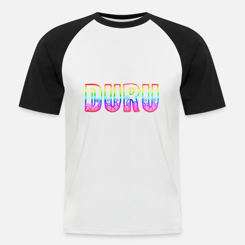 duru rs regenbogen - Männer Baseball-T-Shirt - Weiß/Schwarz