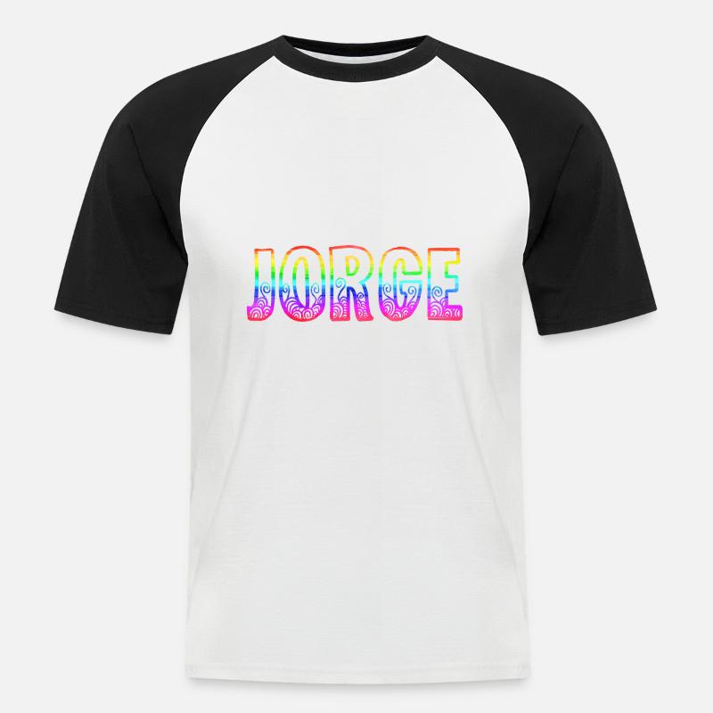 jorge rs regenbogen - Männer Baseball-T-Shirt - Weiß/Schwarz