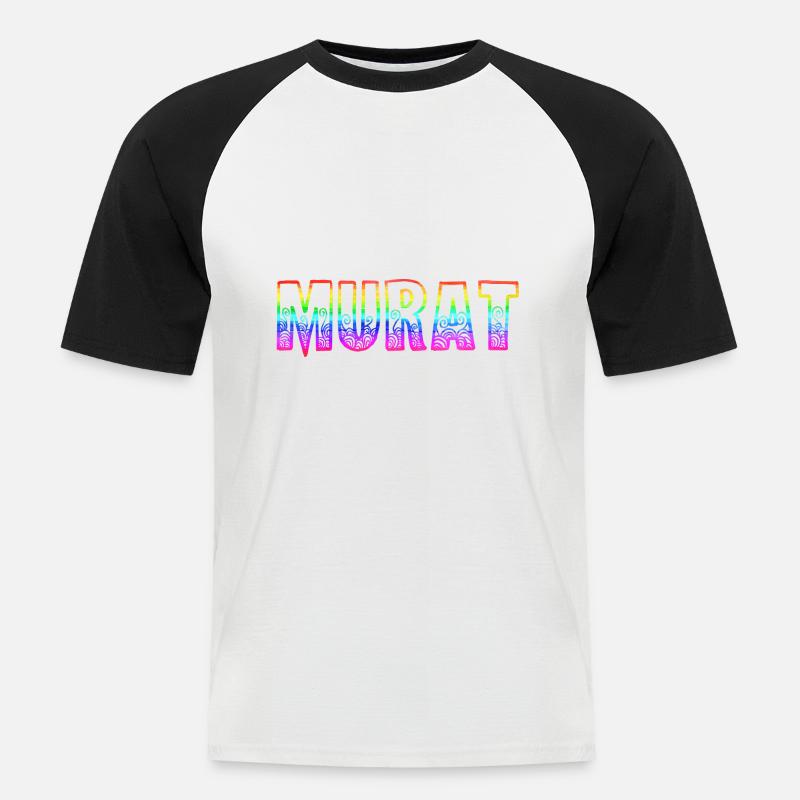 murat rs regenbogen - Männer Baseball-T-Shirt - Weiß/Schwarz
