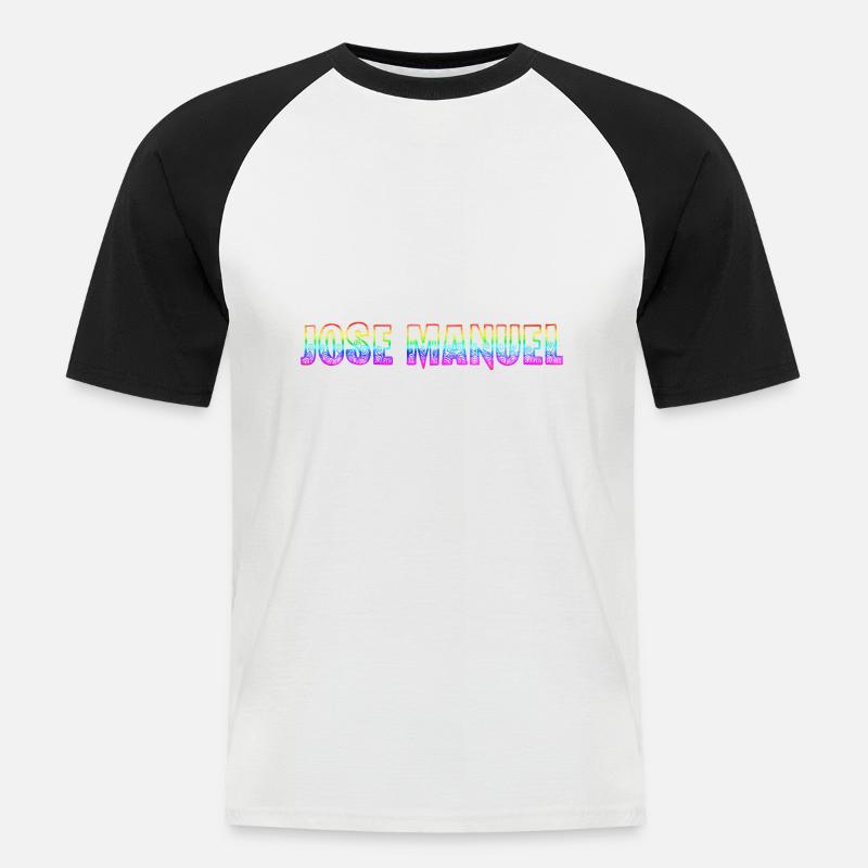 jose manuel rs regenbogen - Männer Baseball-T-Shirt - Weiß/Schwarz