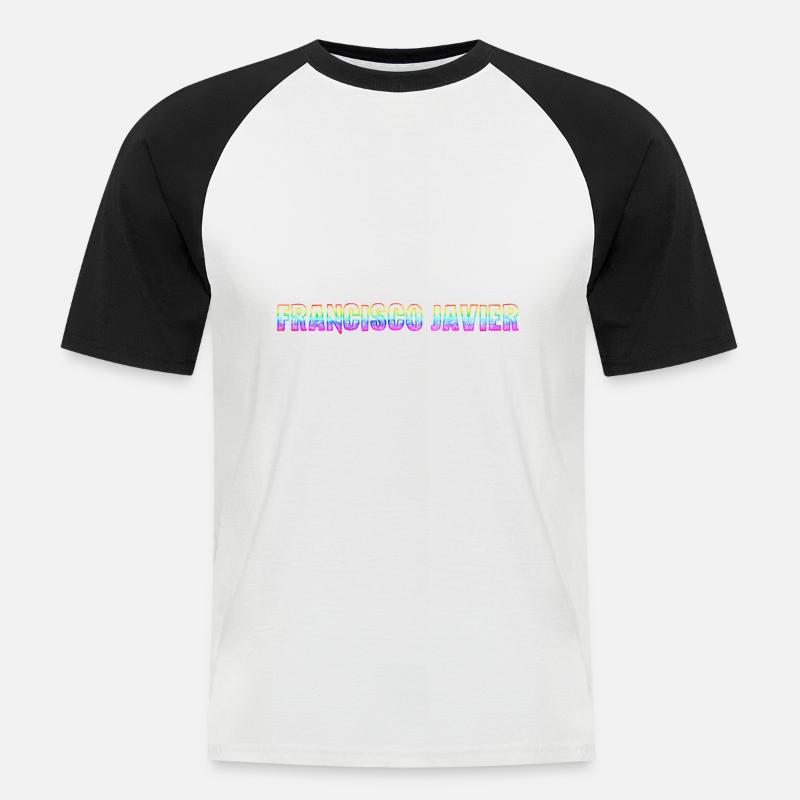 francisco javier rs regenbogen - Männer Baseball-T-Shirt - Weiß/Schwarz