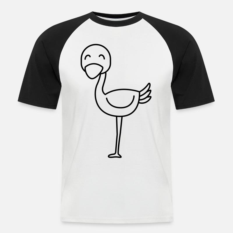 Strauß Comic Tier - Männer Baseball-T-Shirt - Weiß/Schwarz