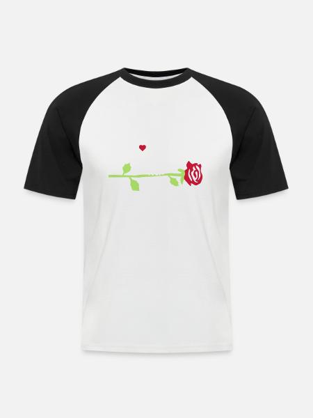 death_rose_092011_a_3c - Männer Baseball-T-Shirt - Weiß/Schwarz