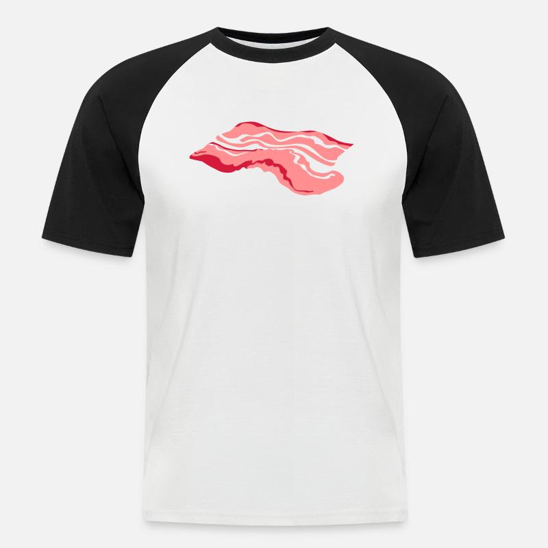 bacon - Men's Baseball T-Shirt - white/black