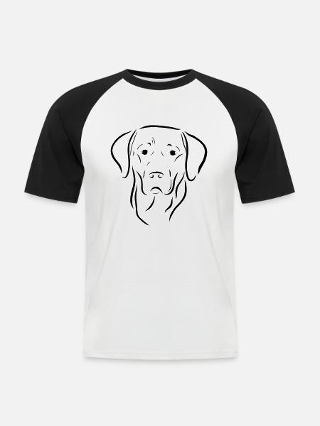 Labrador hunden hodet tegnet hund hund kjærlighet - Kortermet baseball skjorte for menn - hvit/svart