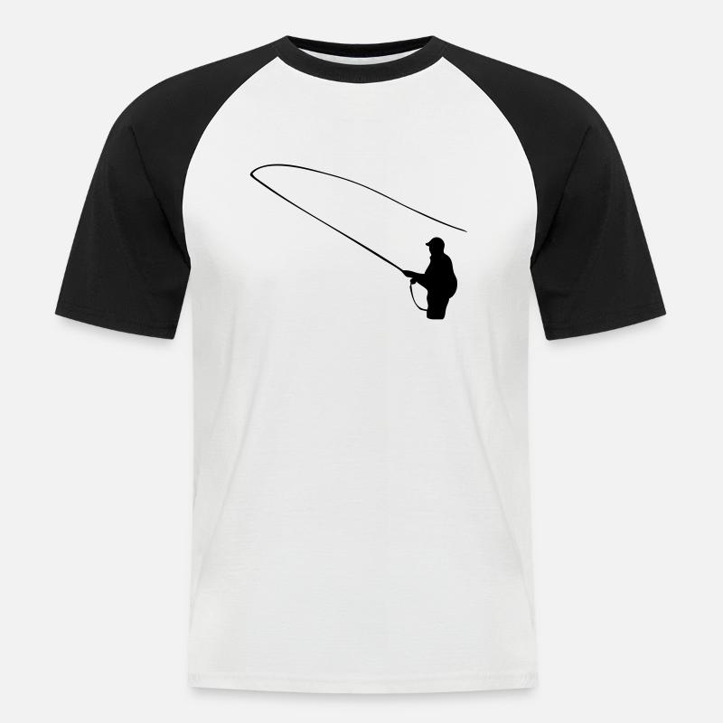 Angler - Männer Baseball-T-Shirt - Weiß/Schwarz