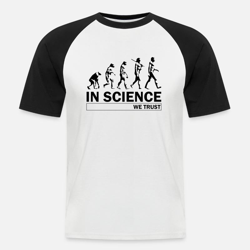 Evolution de la science - T-shirt baseball manches courtes Homme - blanc/noir