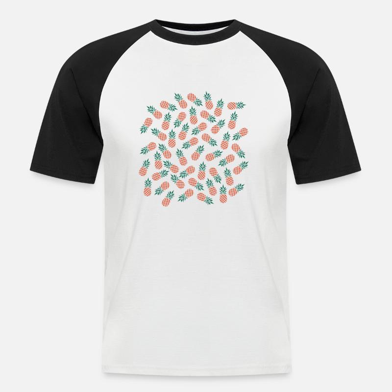 Pineapple Pattern - Männer Baseball-T-Shirt - Weiß/Schwarz