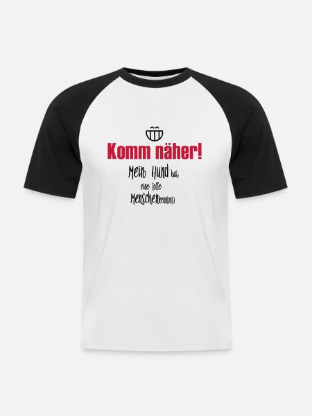 Komm näher! - Männer Baseball-T-Shirt - Weiß/Schwarz