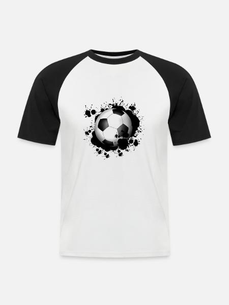 Fußball - Männer Baseball-T-Shirt - Weiß/Schwarz